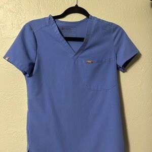 Figs Classic Blue V-Neck Scrub Top